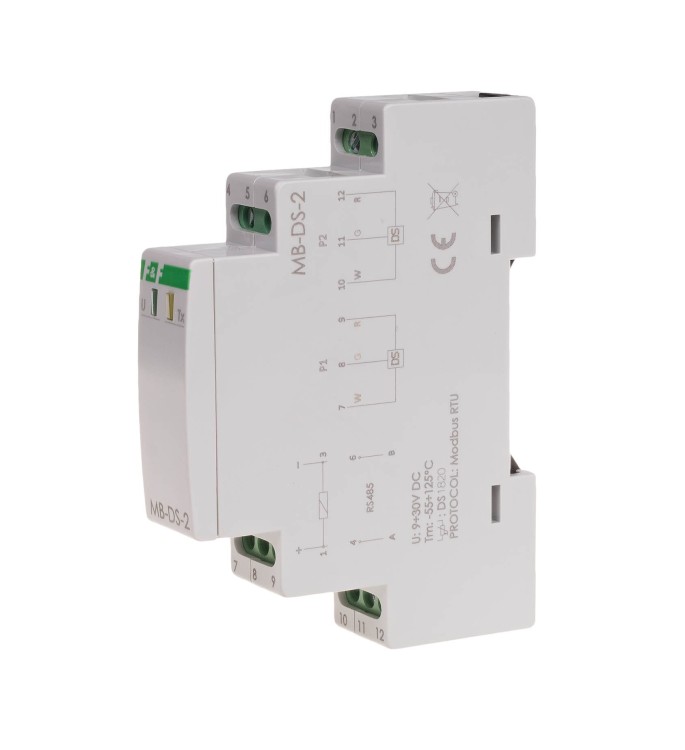 Przetwornik pomiaru temperatury z wyjściem MODBUS RTU, dla DS x2, bez sondy MAX-MB-DS-2 F&F