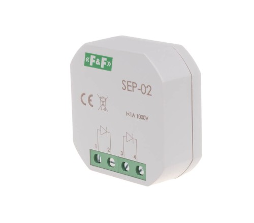 Separator sygnału wejściowego, 1A 1000V, montaż w puszce podtynkowej Ø60 SEP-02 F&F