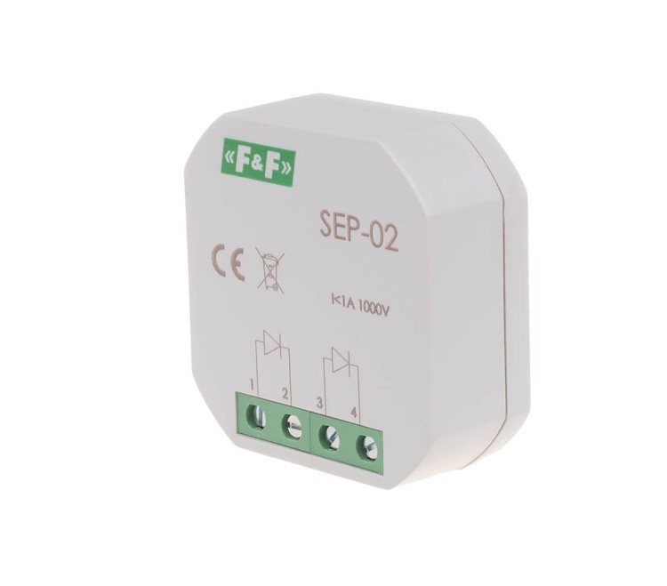 Separator sygnału wejściowego, 1A 1000V, montaż w puszce podtynkowej Ø60 SEP-02 F&F