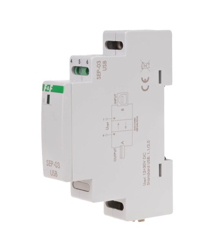 Separator / wzmacniacz linii USB, 1 moduł zasilanie 5V DC montaż na szynie DIN SEP-03USB F&F