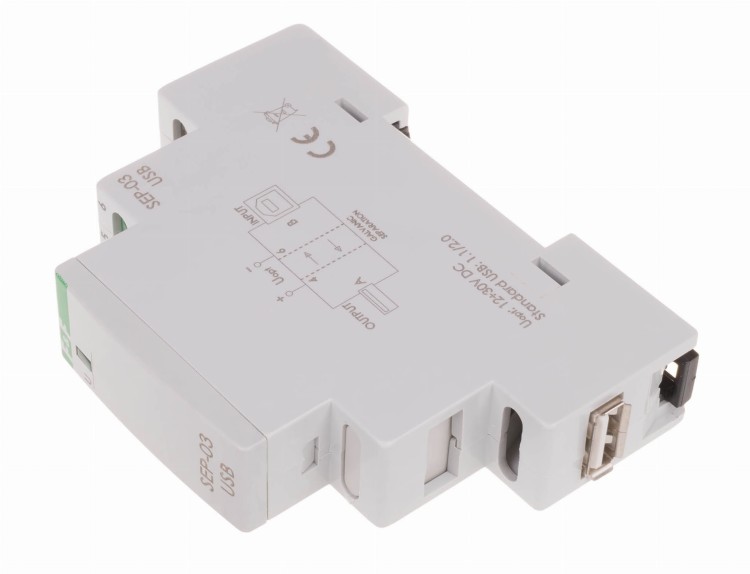 Separator / wzmacniacz linii USB, 1 moduł zasilanie 5V DC montaż na szynie DIN SEP-03USB F&F