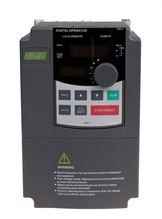 Falownik trójfazowy Uwe=3x400V AC, Iwe=5A, Uwy=3x400V AC, Iwy=3,7A, Pmax=1,5kW FA-3HX015 F&F