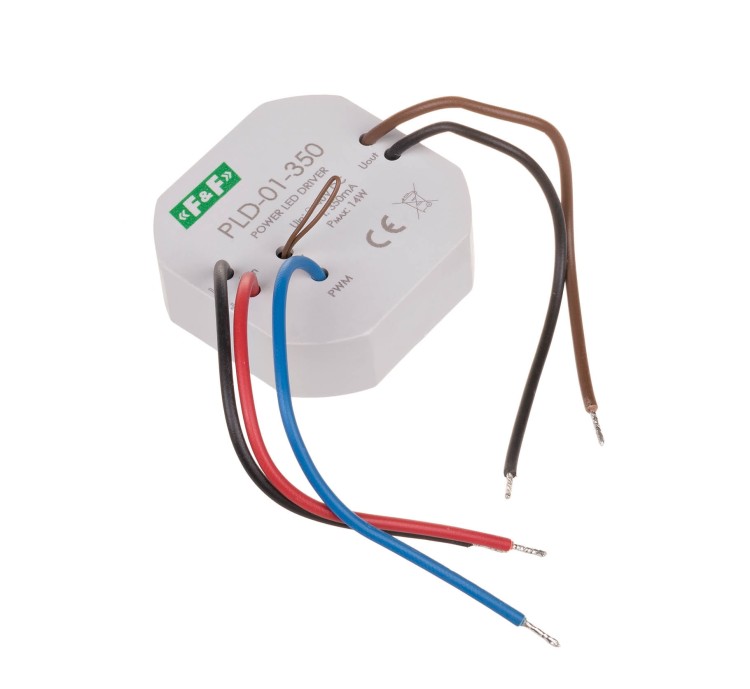 Zasilacz LED mocy nap. wej. 5÷40V DC, montaż w puszce Ø60, 350W PLD-01-350 F&F