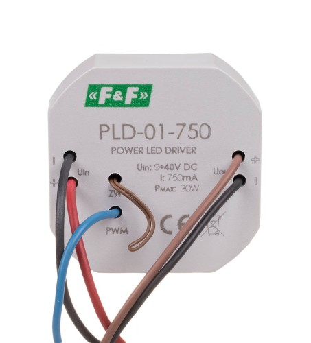 Zasilacz LED mocy nap. wej. 5÷40V DC, montaż w puszce Ø61, 750W PLD-01-750 F&F