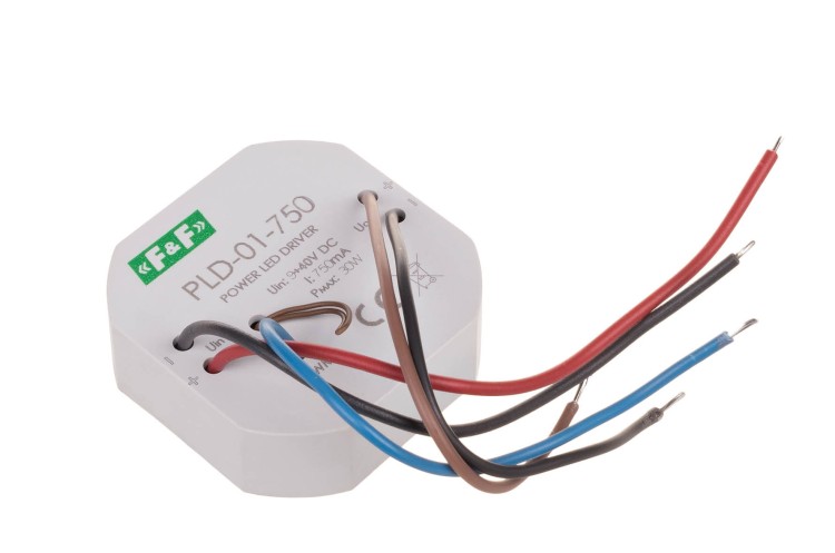 Zasilacz LED mocy nap. wej. 5÷40V DC, montaż w puszce Ø61, 750W PLD-01-750 F&F