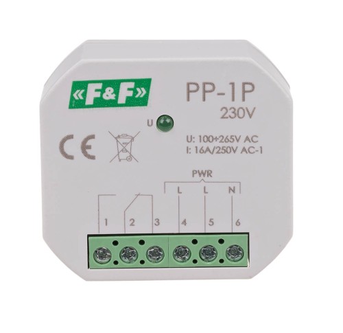 Przekaźnik elektromagnetyczny, 1P 16A, montaż podtynkowy, U=230V PP-1P-230V F&F