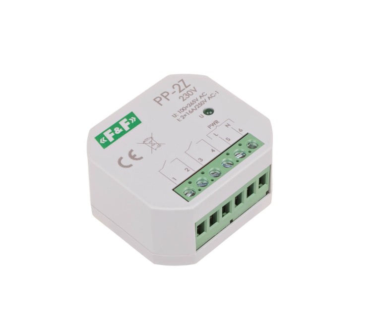 Przekaźnik elektromagnetyczny, 2Z 16A, montaż podtynkowy, w obud. PDT, U=100-265V AC, styk:2Z 16A PP-2Z-230V F&F