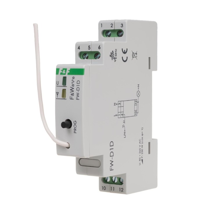 Radiowy ściemniacz uniwersalny 230V - montaż DIN 85÷265V AC/DC FW-D1D F&F