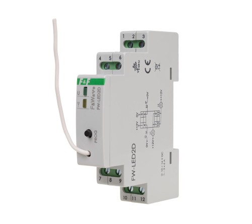 Radiowy dwukanałowy sterownik LED 12V - montaż DIN 10÷16V DC FW-LED2D F&F