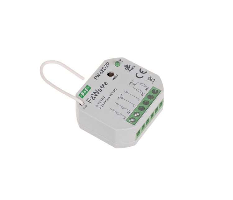 Radiowy dwukanałowy sterownik LED 12V - montaż PDT 10÷16V DC FW-LED2P F&F
