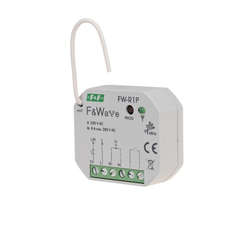 Radiowy pojedyńczy przekaźnik bistabilny - montaż PDT 85÷265V AC/DC FW-R1P F&F