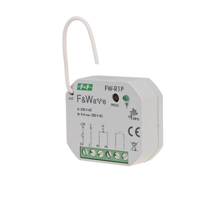 Radiowy pojedyńczy przekaźnik bistabilny - montaż PDT 85÷265V AC/DC FW-R1P F&F