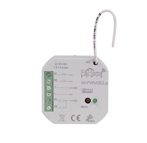 Sterownik PWM dwukanałowy niskiego napięcia z dwukanałowym nadajnikiem - Long Range rH-PWM2S2-LR F&F