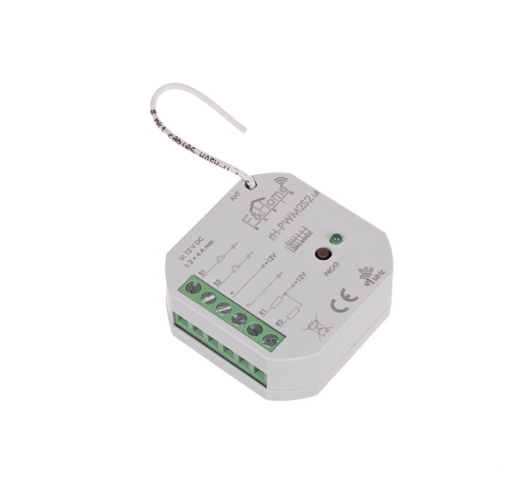 Sterownik PWM dwukanałowy niskiego napięcia z dwukanałowym nadajnikiem - Long Range rH-PWM2S2-LR F&F