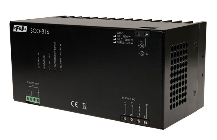 Ściemniacz do odbiorników  dużej mocy 3500W, zasilanie 230V AC 8÷230V AC/DC SCO-816 F&F