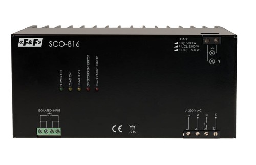 Ściemniacz do odbiorników  dużej mocy 3500W, zasilanie 230V AC 8÷230V AC/DC SCO-816 F&F