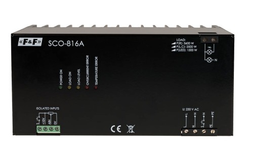 Ściemniacz do odbiorników  dużej mocy 3500W, zasilanie 230V z wejściem analogowym 1-10V SCO-816A F&F