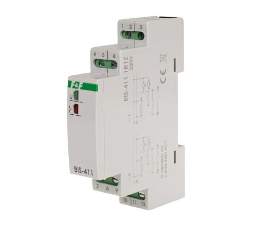Przekaźnik bistabilny 230V 1R+1Z, montaż na szynie DIN BIS-411-1R1Z F&F