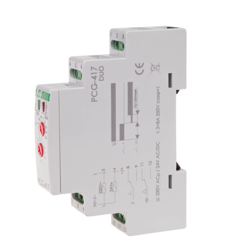 Przekaźnik czasowy PCG-417, styki: 2NO PCG-417DUO F&F