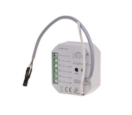 Moduł radiowy 4 wejścia, zewn. pomiar temperatury,  zasilanie AC - Long range rH-S4Tes-AC-LR F&F