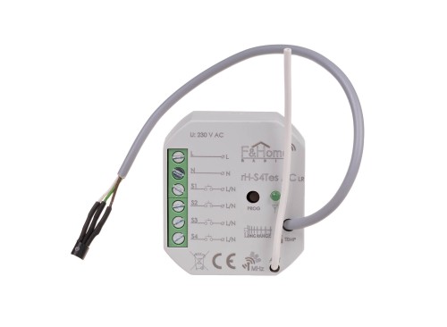 Moduł radiowy 4 wejścia, zewn. pomiar temperatury,  zasilanie AC - Long range rH-S4Tes-AC-LR F&F