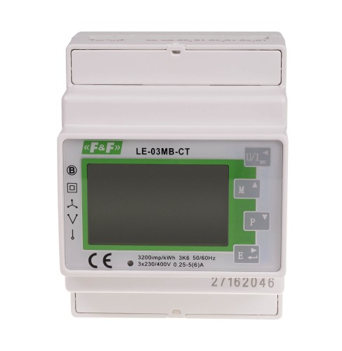 Trójfazowy dwukierunkowy licznik półpośredni, M-BUS,100(5)A; MID LE-03MB-CT F&F