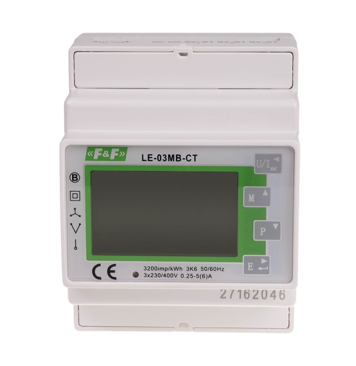 Trójfazowy dwukierunkowy licznik półpośredni, M-BUS,100(5)A; MID LE-03MB-CT F&F