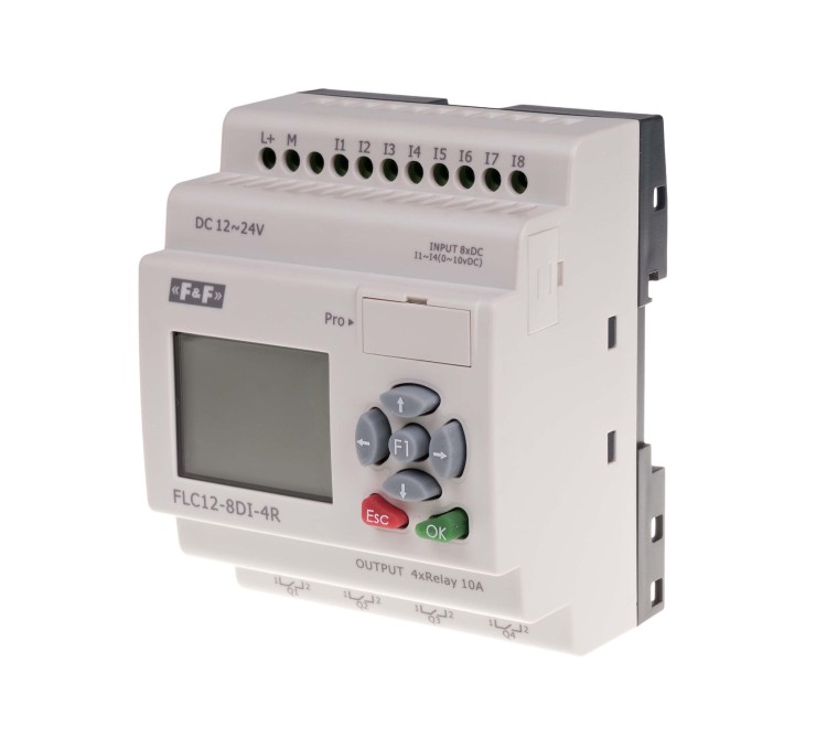 Sterownik swobodnie programowalny 8 wejść cyfrowych FLC12-8DI-4R F&F