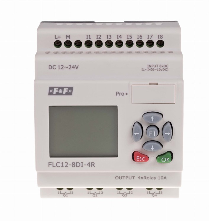 Sterownik swobodnie programowalny 8 wejść cyfrowych FLC12-8DI-4R F&F