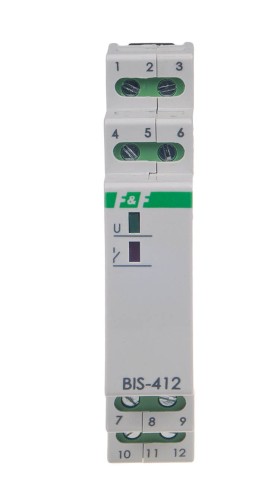 Przekaźnik bistabilny grupowy, na szynę DIN, z przekaźnikiem inrush 160A/20ms BIS-412-LED F&F