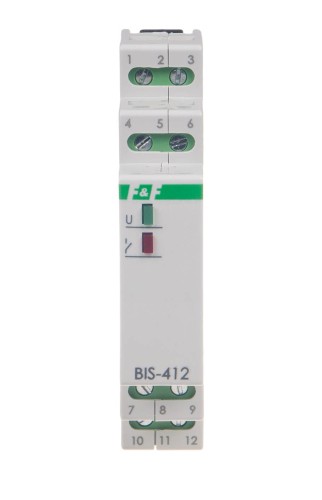 Przekaźnik bistabilny grupowy 9÷30 V AC/DC, na szynę DIN, z przekaźnikiem inrush 160A/20ms BIS-412-LED-24V F&F