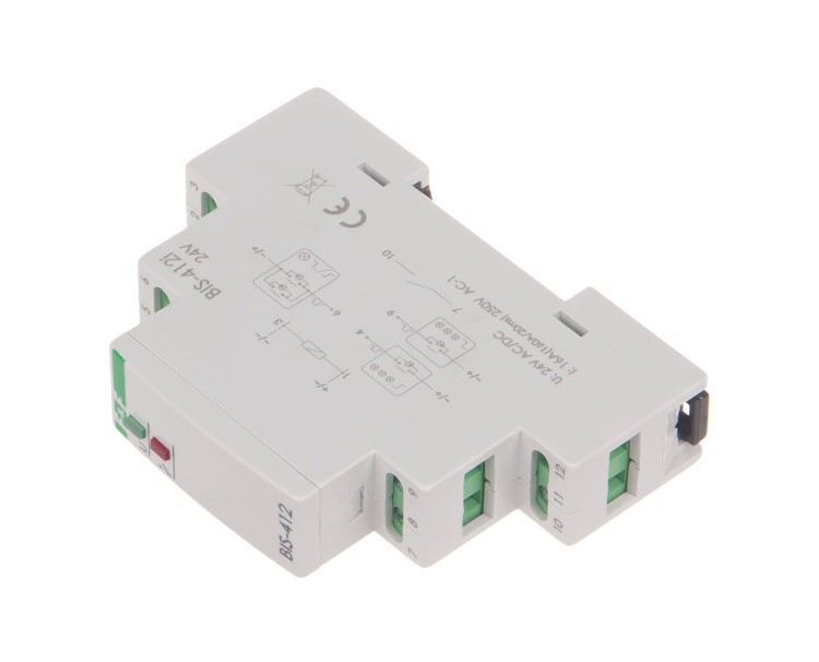 Przekaźnik bistabilny grupowy 9÷30 V AC/DC, na szynę DIN, z przekaźnikiem inrush 160A/20ms BIS-412-LED-24V F&F