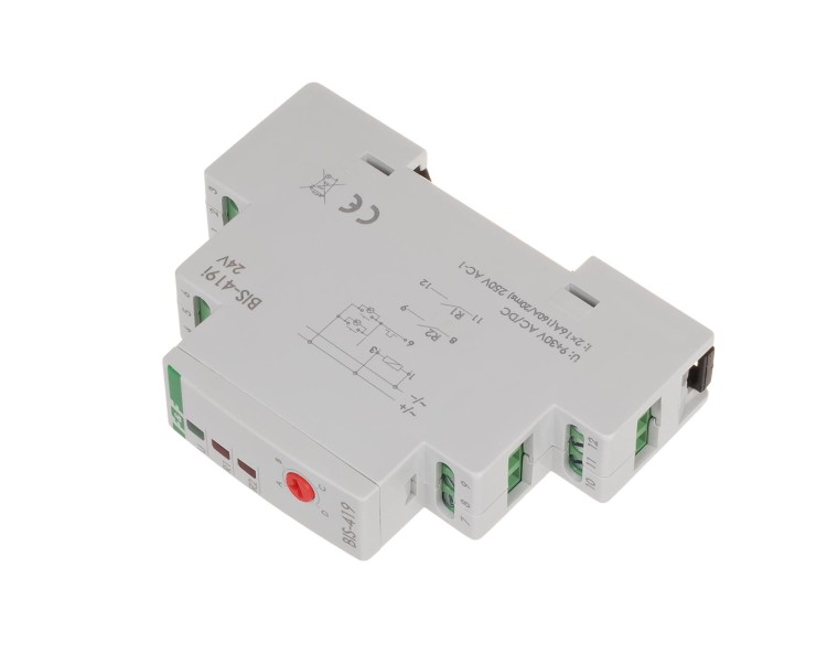 Przekaźnik bistabilny 9÷30 V AC/DC, 4 funkcyjny, DIN, dwa obwody sterowania, z przekaźnikiem inrush 160A/20ms BIS-419-LED-24V F&F