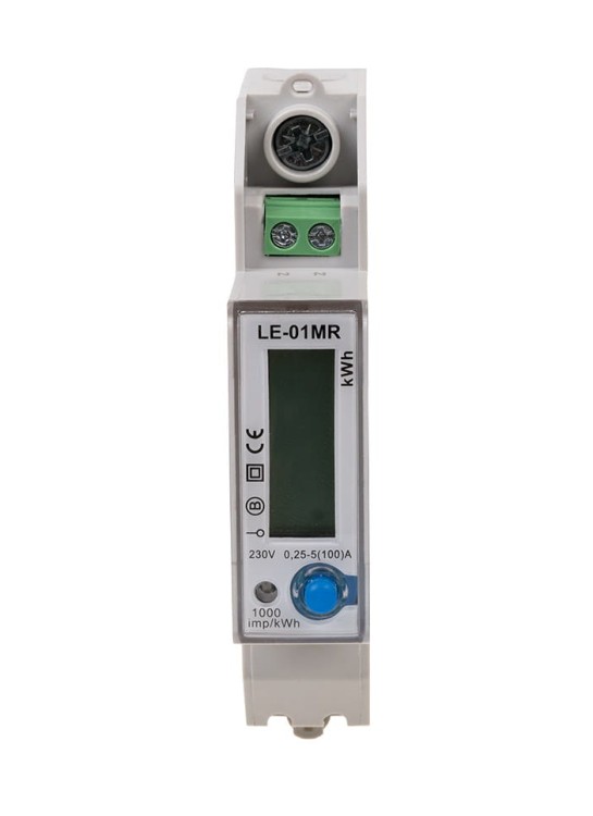 Licznik energii elektrycznej - jednofazowy, RS-485, LCD, 100A, rejestracja parametrów sieci U, I, F, P, Q, AE+, RE+ LE-01MR F&F