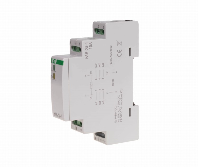 Przetwornik pomiaru natężenia prądu, trójfazowy, z wyjściem MODBUS RTU MAX-MB-3I-1-5A F&F