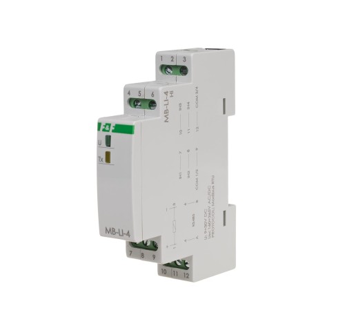 Licznik impulsów z wyjściem MODBUS RTU, 4-kanałowy, 1 moduł MAX-MB-LI-4HI F&F