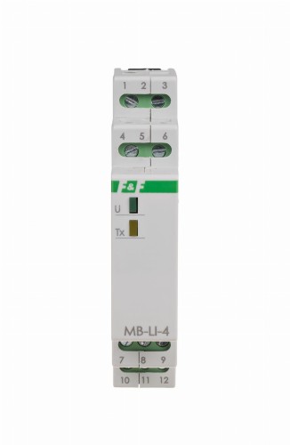 Licznik impulsów z wyjściem MODBUS RTU, 4-kanałowy, 1 moduł MAX-MB-LI-4LO F&F