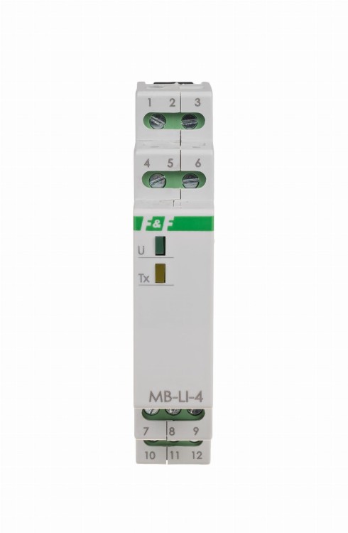 Licznik impulsów z wyjściem MODBUS RTU, 4-kanałowy, 1 moduł MAX-MB-LI-4LO F&F