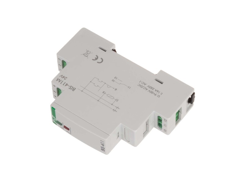Przekaźnik bistabilny z pamięcią 9÷30 V AC/DC, montaż na szynie DIN,  BIS-411M-24V F&F