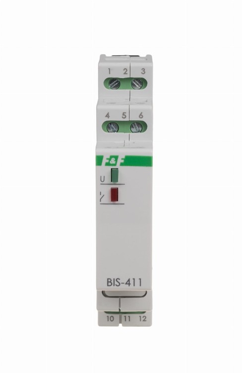 Przekaźnik bistabilny z pamięcią 9÷30 V AC/DC, montaż na szynie DIN, z przekaźnikiem inrush 160A/20ms BIS-411M-LED-24V F&F