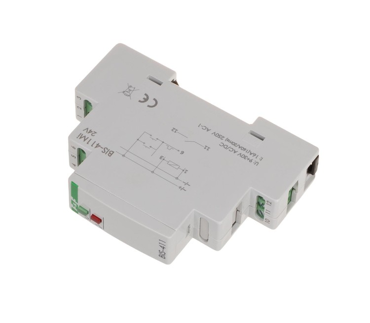 Przekaźnik bistabilny z pamięcią 9÷30 V AC/DC, montaż na szynie DIN, z przekaźnikiem inrush 160A/20ms BIS-411M-LED-24V F&F
