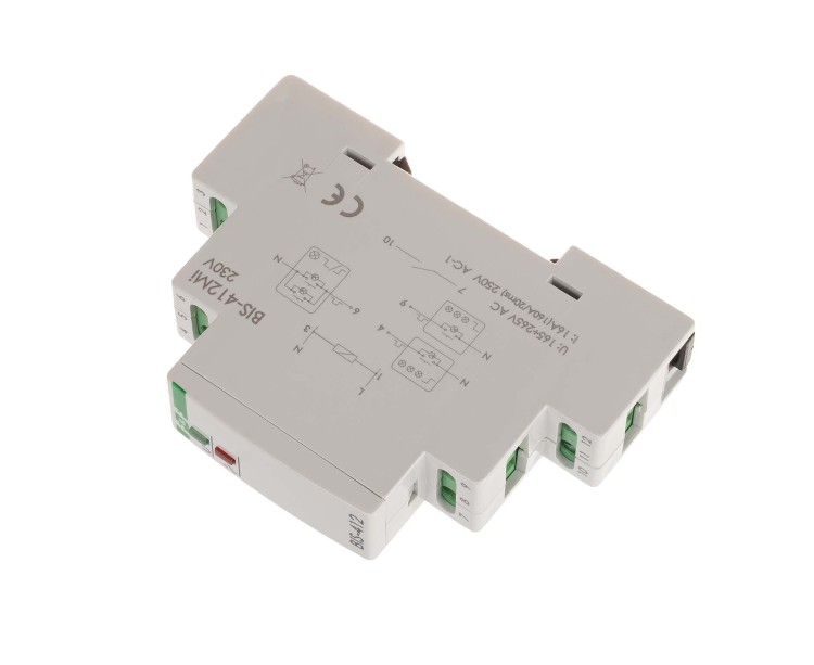Przekaźnik bistabilny grupowy z pamięcią, na szynę DIN, 230V, z przekaźnikiem inrush 160A/20ms BIS-412M-LED F&F