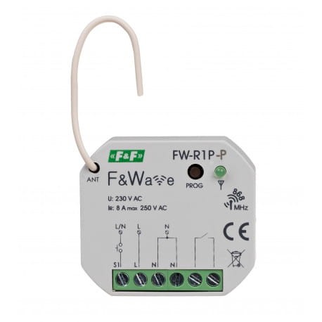 Radiowy pojedyńczy przekaźnik bistabilny do puszki montażowej Ø60  85÷265V AC/DC, multifunkcyjny, do montażu podtynkowego FW-R1P-P F&F