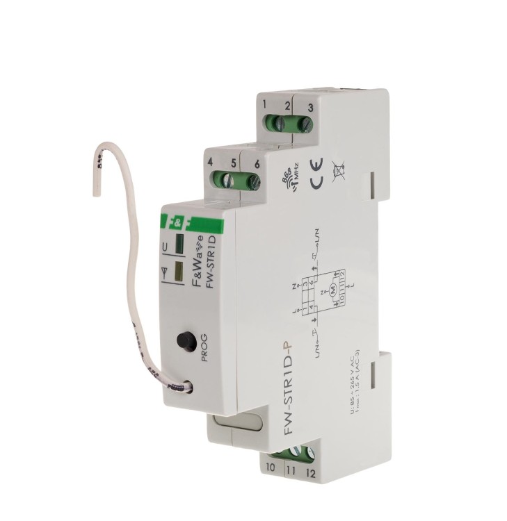 Radiowy sterownik rolet 230V- montaż DIN 85÷265V AC/DC, multifunkcyjny, na szynę DIN FW-STR1D-P F&F