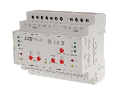 Sterownik załączania rezerwy, sieć 3 i 4-przewodowa, 24÷230V AC,  SZR-278 F&F
