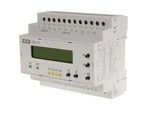 Sterownik załączania rezerwy, sieć 3 i 4-przewodowa, 24÷230V AC, trzyliniowy SZR-279 F&F