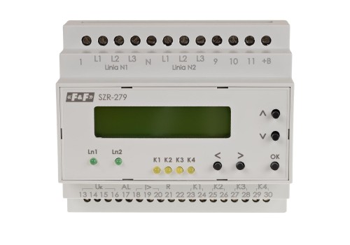 Sterownik załączania rezerwy, sieć 3 i 4-przewodowa, 24÷230V AC, trzyliniowy SZR-279 F&F