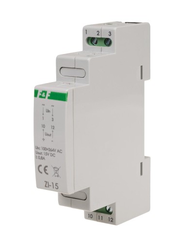 Zasilacz impulsowy 12W, 15V DC, nap. zas. 100÷230V, do montażu na szynie DIN ZI-15 F&F