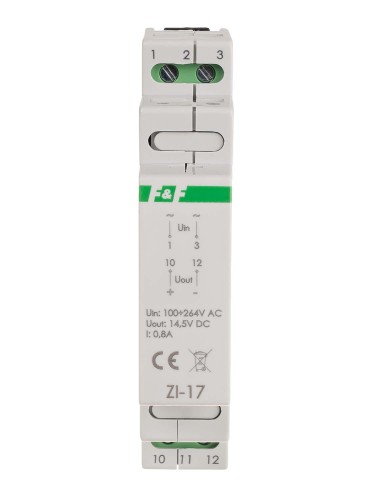 Zasilacz impulsowy 12W, 14,5V DC, nap. zas. 100÷230V, do montażu na szynie DIN ZI-17 F&F
