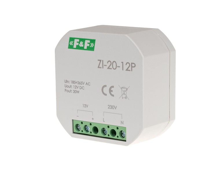 Zasilacz impulsowy do puszki, 12V, 20W ZI-20-12P F&F